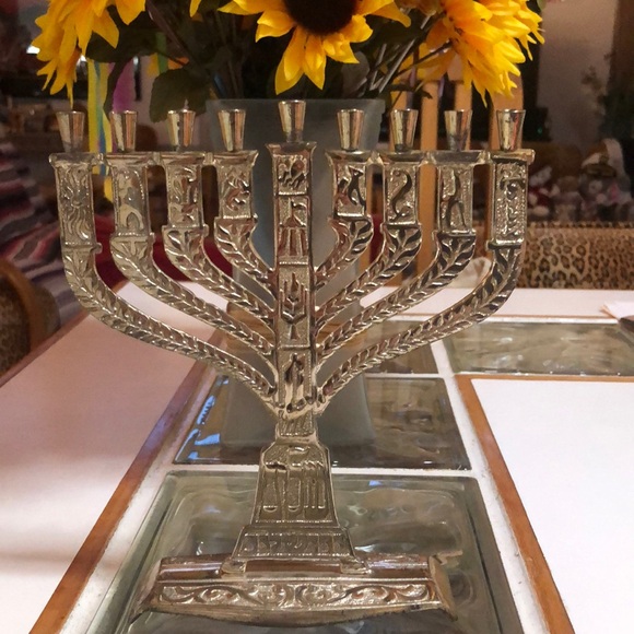 Accessories - Vintage silver plated menorah featuring beautiful designs.  Made in Israel.